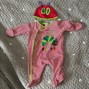 Striped Red Caterpillar Baby Footie